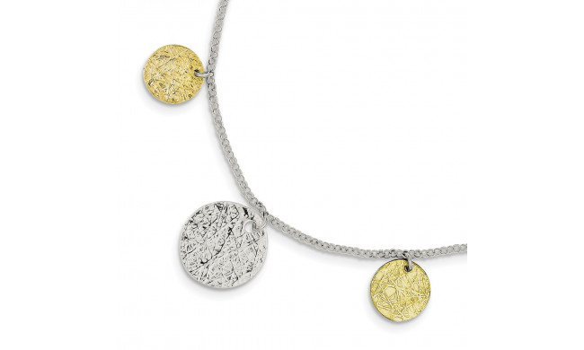 Quality Gold Sterling Silver & Vermeil Polished & Textured Bracelet - QG2947-7.5