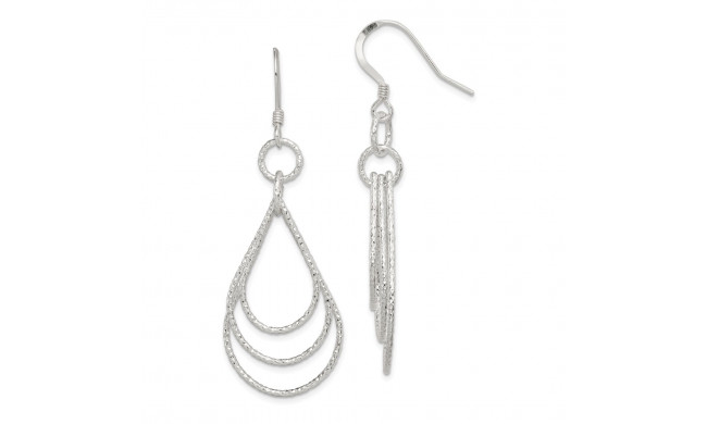 Quality Gold Sterling Silver Textured Shapes Dangle Earrings - QE8890