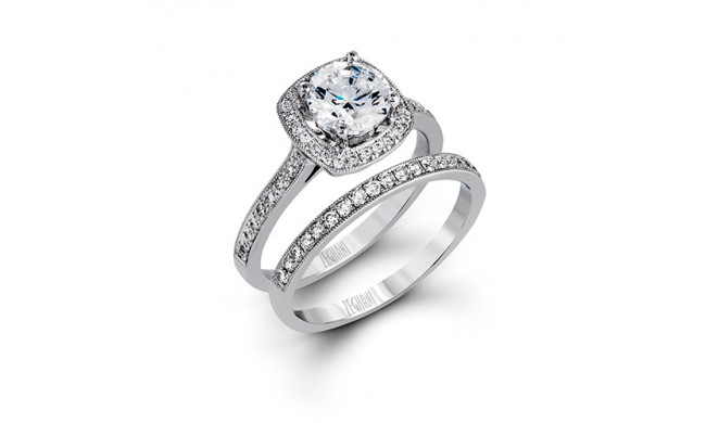 Zeghani 14k White Gold Diamond Engagement Ring Set