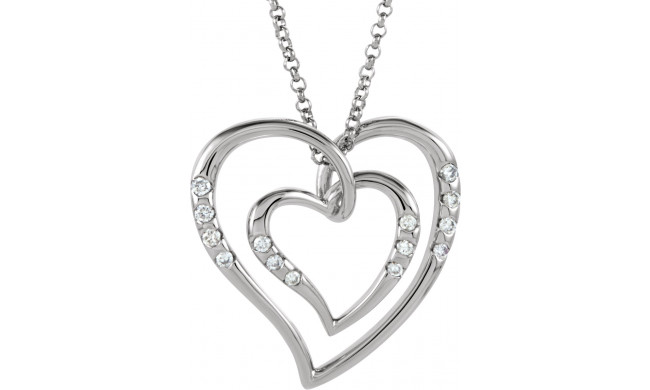 14K White 1/10 CTW Diamond Heart 18 Necklace - 63806301586P