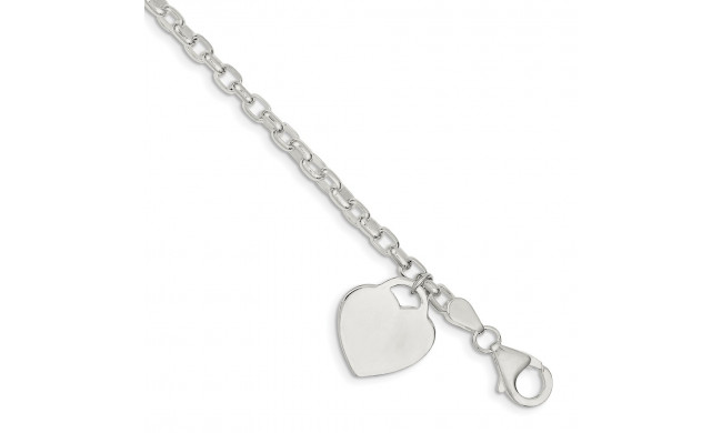 Quality Gold Sterling Silver 1.9mm Heart Charm Bracelet - QG1455-8.5