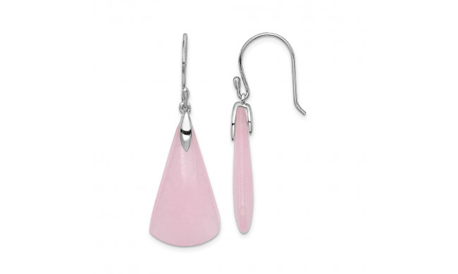 Quality Gold Sterling Silver Rhodium-plated Dyed Pink Quartz Dangle Earrings - QE15164