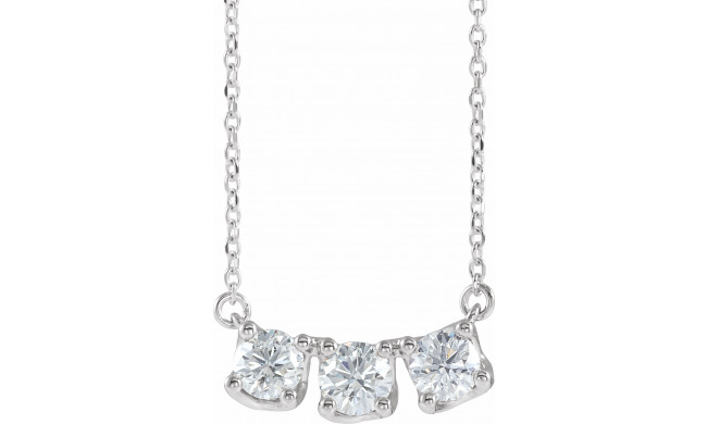 14K White 1 CTW Diamond Three-Stone Curved Bar 18 Necklace - 86917615P