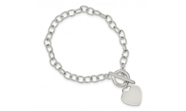 Quality Gold Sterling Silver Oval Link Heart Bracelet - QG3280-8.5