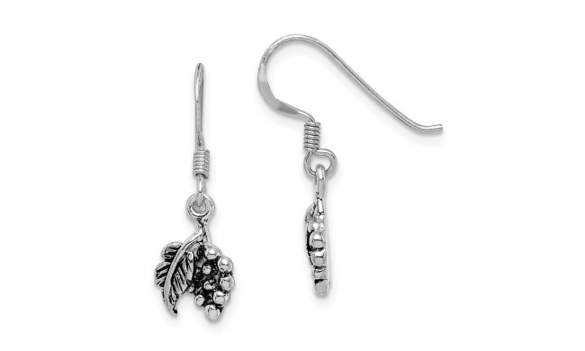 Quality Gold Sterling Silver Rhodium-plated Antiqued Grape Bundle Dangle Earring - QE15068