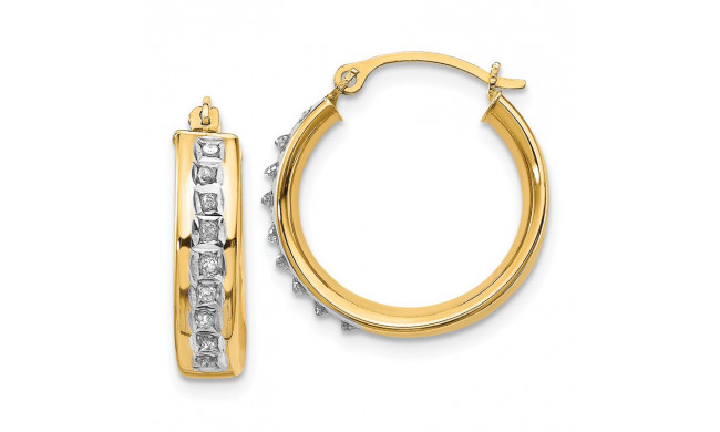Quality Gold 14k Diamond Fascination Round Hinged Post Hoop Earrings - DF143