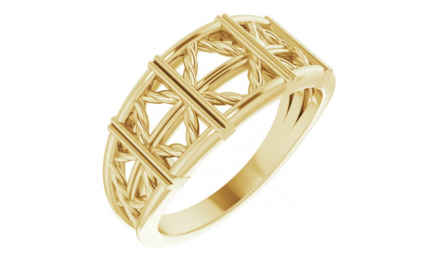 14K Yellow Stackable Lattice Ring - 52019102P