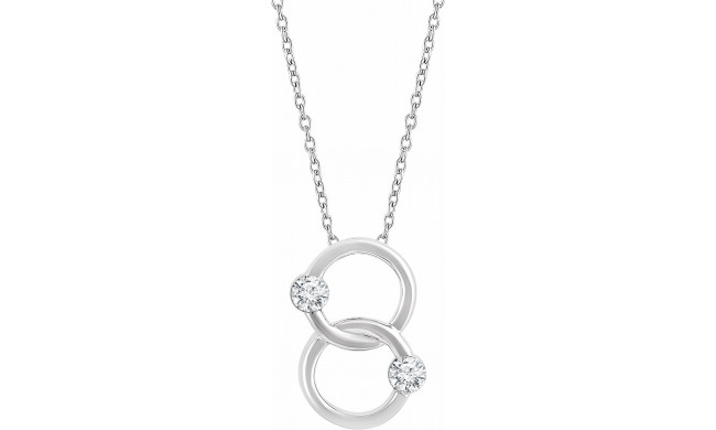 14K White Two-Stone Interlocking Circle 18 Necklace - 65266560001P