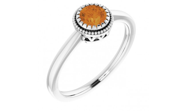 14K White Citrine November Birthstone Ring - 651609122P