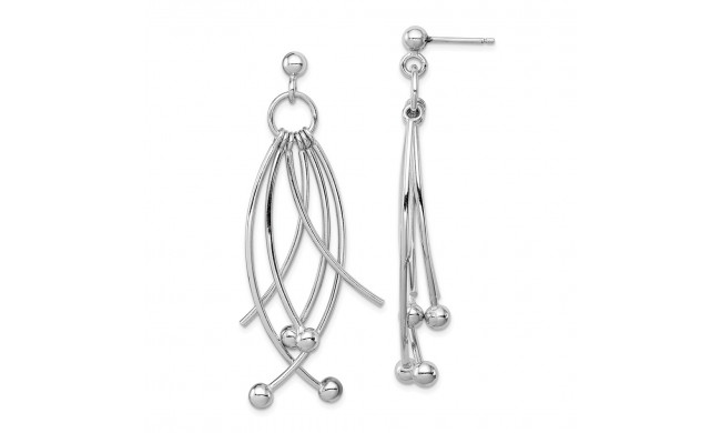 Quality Gold Sterling Silver Rhodium-plated Polished 6 Curved Dangles Post Earrings - QE13039