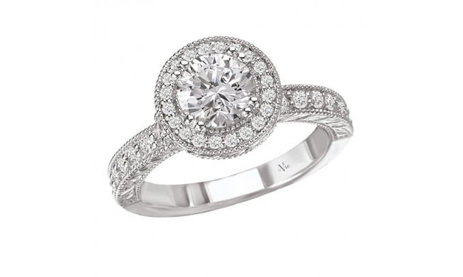 La Vie 14k White Gold Halo Semi-Mount Engagement Ring