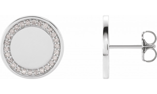 14K White 1/4 CTW Diamond Engravable Earrings - 86775600P