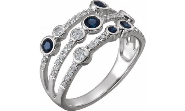 14K White Blue Sapphire & 3/8 CTW Diamond Ring - 653533600P