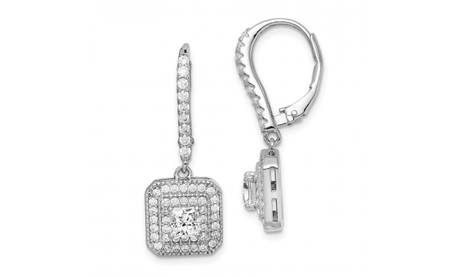 Quality Gold Sterling Silver Rhodium-plated CZ Leverback Dangle Earrings - QE15062