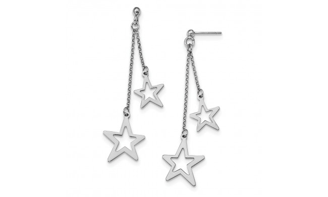 Quality Gold Sterling Silver Rhodium-plated Stars Dangle Post Earrings - QE13068