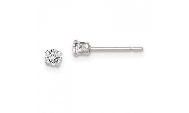 Quality Gold Sterling Silver 3mm Round Snap Set CZ Stud Earrings - QE1001