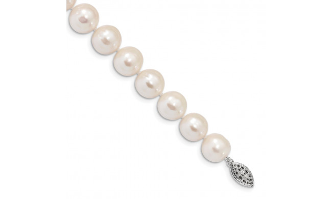 Quality Gold Sterling Silver Rhodium 11-12mm White FW Cultured Pearl Bracelet - QH5151-7.25