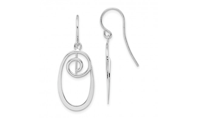 Quality Gold Sterling Silver Rhodium-plated Oval Swirl Dangle Earrings - QE15026