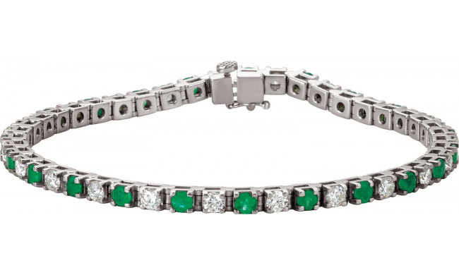 14K White Emerald & 2 1/3 CTW Diamond Line 7  Bracelet - 62078100P