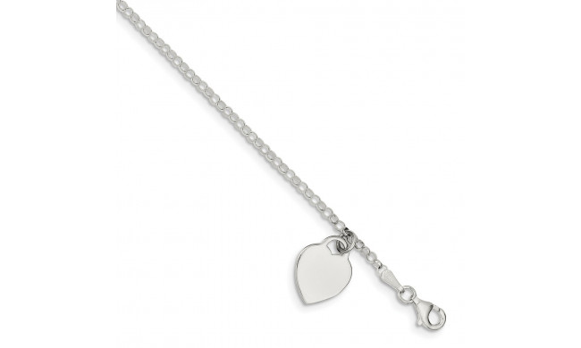 Quality Gold Sterling Silver Heart 6 IN Childs Bracelet - QG1446-6