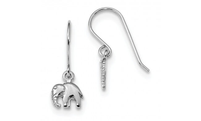 Quality Gold Sterling Silver Rhodium-plated Polished Elephant Dangle Earrings - QE13351