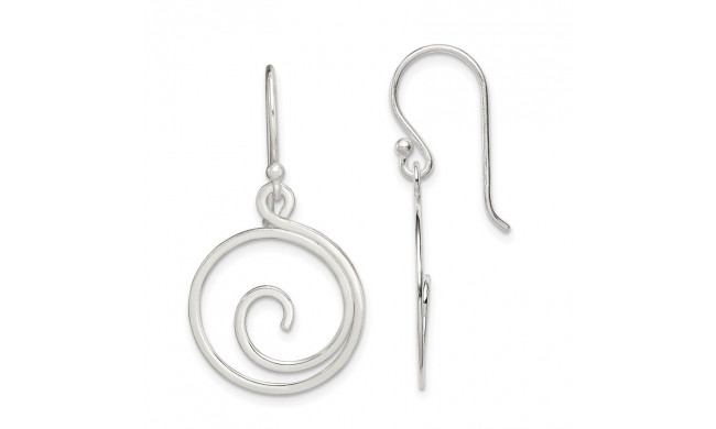 Quality Gold Sterling Silver Polished Swirl Design Dangle Earrings - QE7089