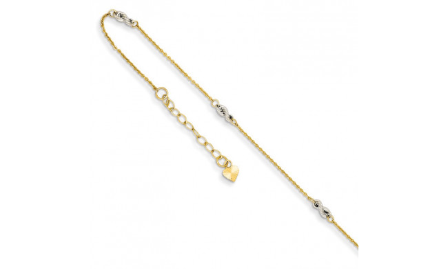 Quality Gold 14k Two Tone Cable Chain Chain Anklet - ANK271-9