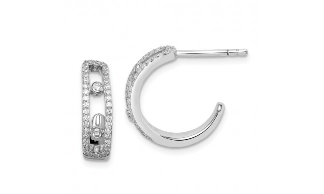 Quality Gold Sterling Silver Rhodium-plated CZ J-Hoop Earrings - QE14824