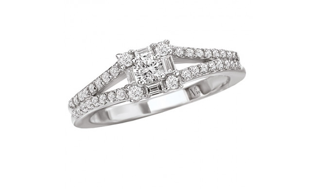 14k White Gold Halo Complete Diamond Engagement Ring