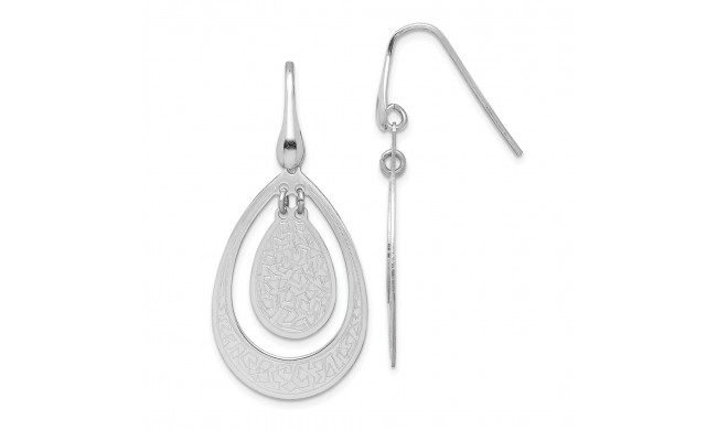 Quality Gold Sterling Silver Rhodium-plated Textured Teardrop Dangle Earrings - QE15195