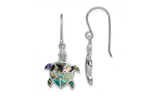 Quality Gold Sterling Silver Rhodium-plated Polished Abalone Turtle Dangle Earrings - QE14037