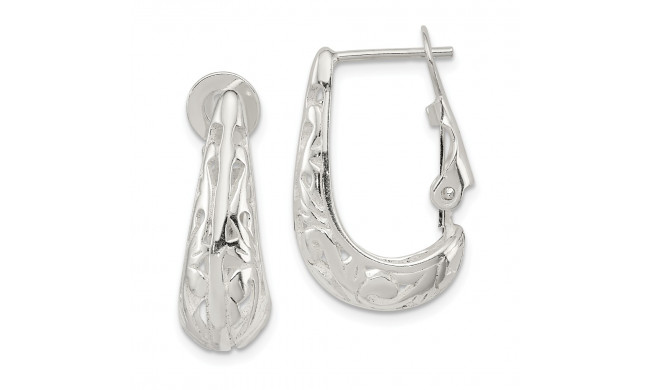 Quality Gold Sterling Silver Filigree J Hoop Earrings - QE8369