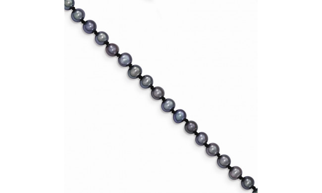 Quality Gold 14k Black Near Round Freshwater Cultured Pearl Bracelet - BPN040-7.5