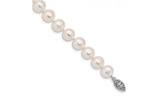 Quality Gold Sterling Silver Rhodium  9-10mm White FW Cultured Pearl Bracelet - QH4729-7.25