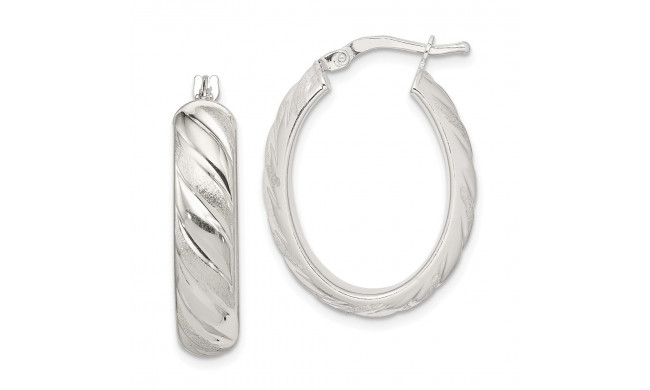 Quality Gold Sterling Silver Satin and Polished Hoop Earrings - QE8289