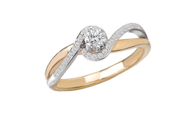 14k Two-Tone White & Yellow Gold Complete Diamond Engagement Ring