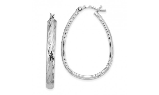Quality Gold Sterling Silver 4mm Grooved Oval Hoop Earrings - QE6721