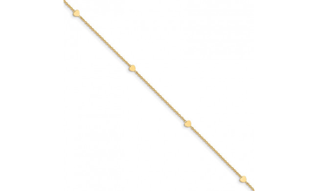 Quality Gold 14k Polished Hearts Anklet - ANK305-10