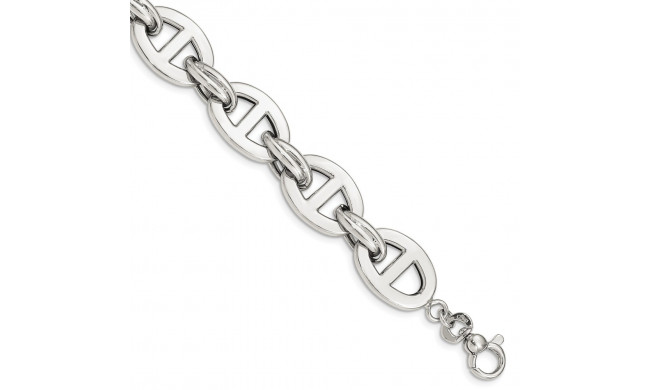 Quality Gold Sterling Silver Polished Fancy Anchor Link  .5in ext. Bracelet - QG4996-7