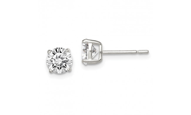 Quality Gold Sterling Silver 6mm Round Basket Set CZ Stud Earrings - QE3146