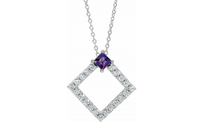 14K White Amethyst & 3/8 CTW Diamond 16-18 Necklace - 868906099P