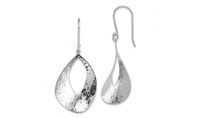 Quality Gold Sterling Silver Rhodium-plated Polished & Textured Dangle Earrings - QE12059