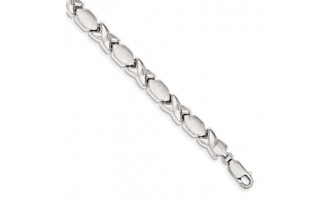 Quality Gold Sterling Silver Polished and Satin X and O Bracelet - QG3307-7
