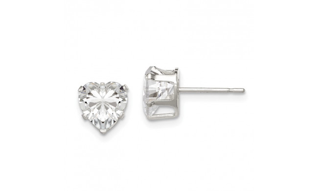 Quality Gold Sterling Silver 7mm Heart Snap Set CZ Stud Earrings - QE7538