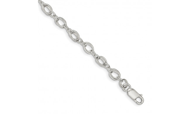 Quality Gold Sterling Silver Polished and Textured Fancy Bracelet - QG3246-7.5