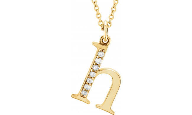 14K Yellow .03 CTW Diamond Lowercase Initial h 16 Necklace - 8580360022P