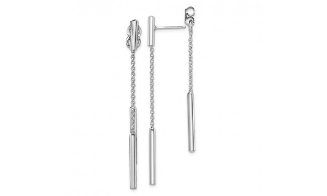 Quality Gold Sterling Silver Rhodium-plated Bar & Chain Front & Back Dangle Post Earring - QE13040