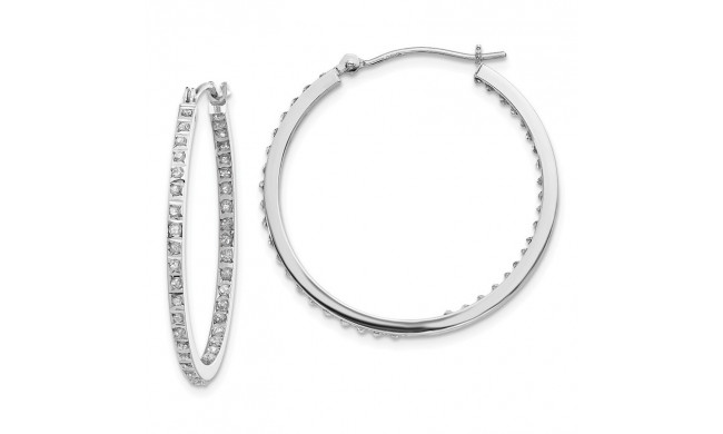 Quality Gold 14k White Gold Diamond Fascination Round Hinged Hoop Earrings - DF249