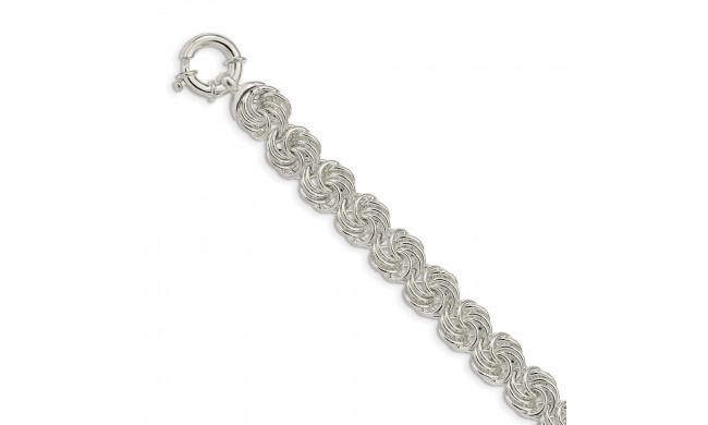 Quality Gold Sterling Silver Polished Circles Fancy Link Bracelet - QG5595-8
