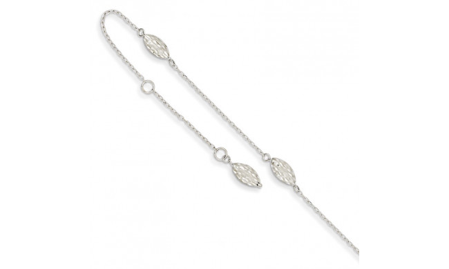 Quality Gold 14k White Gold Puffed Rice Bead Anklet - ANK181-9